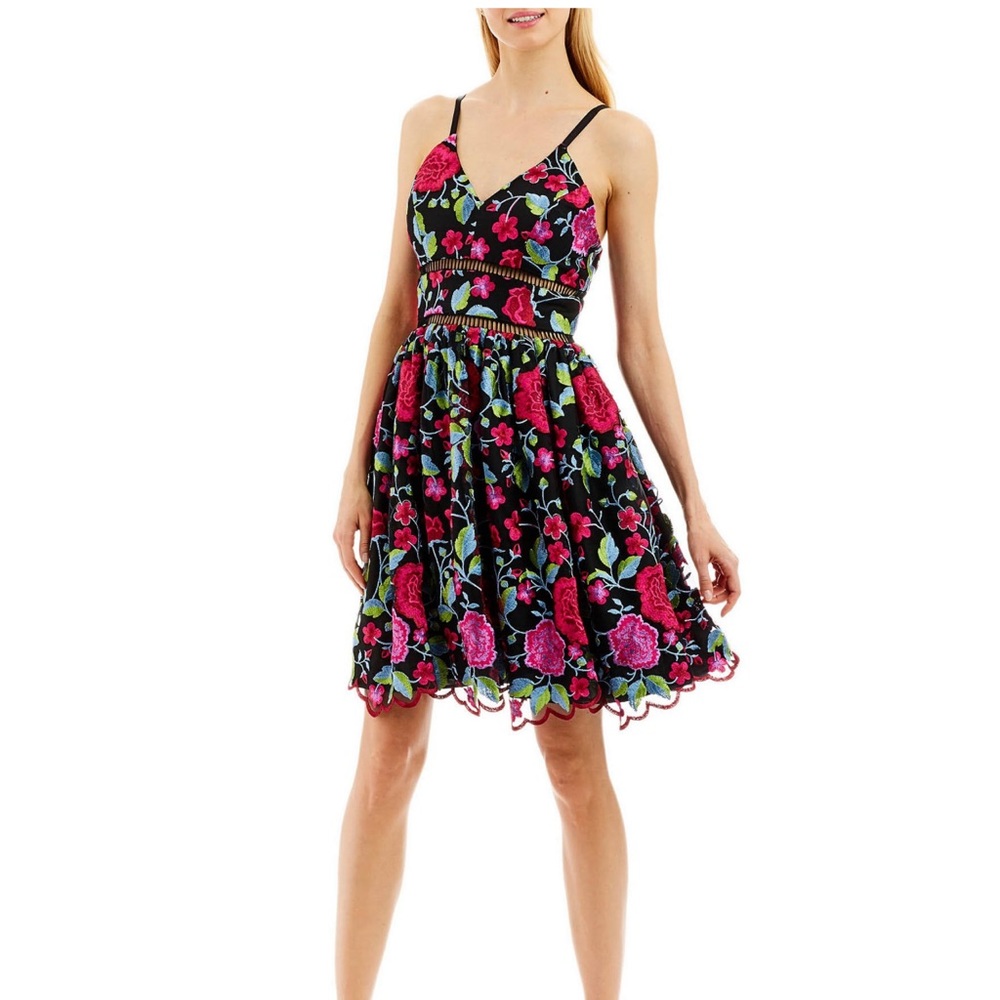Nicole Miller Black Lace Embroidered Dress size 2